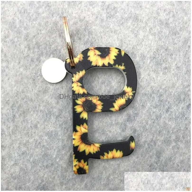 13 colors contactless door opener touch puller pusher-keep hands clean cute pattern print prevention tool keyring for outdoor