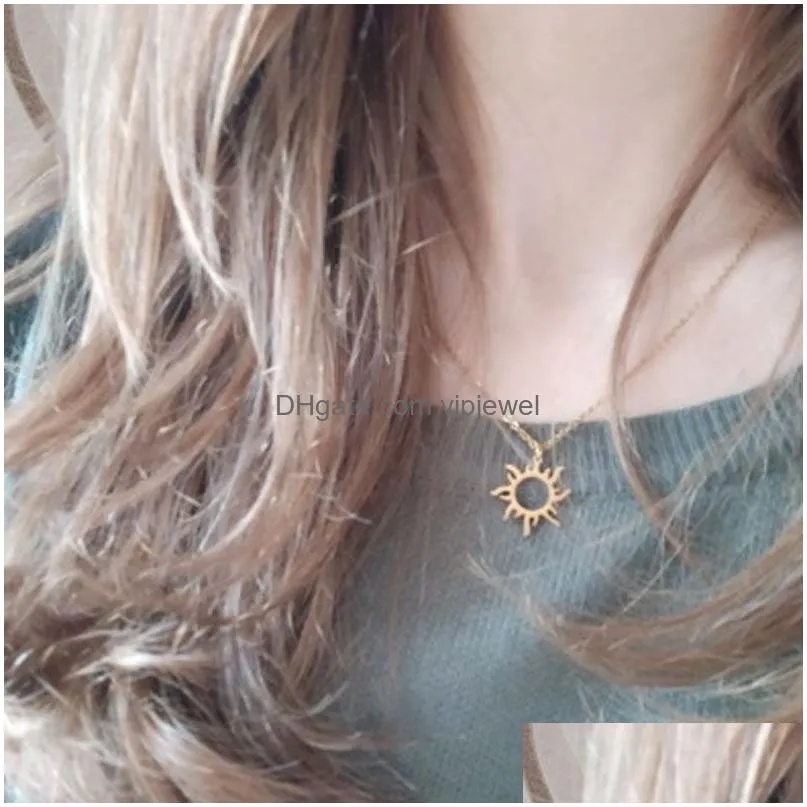 fashion stainless steel pendant necklace gold plated ethnic sun totem pendent necklaces for charm women birthday party jewelry