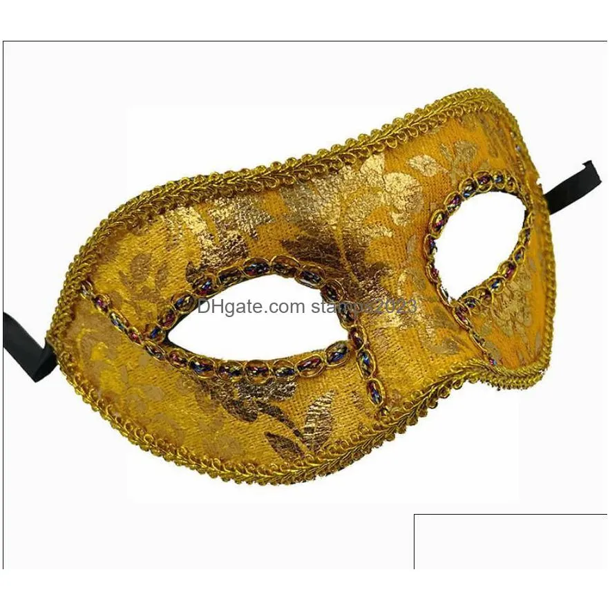 halloween masks shining gold print masquerade mardi gras half face ball eyemask party costume accessory christmas decor props for men