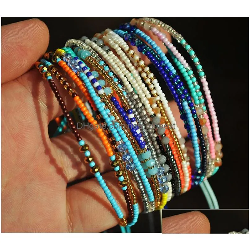 12 Colors Bohemian Luxury Designer Jewelry Women Girls Multicolor Seed Beads Bracelet National Style Adjustable DIY Jewelry