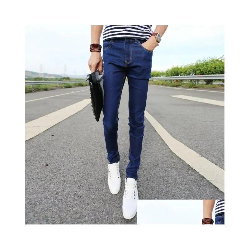 spring summer skinny jeans mens leisure stretch feet pants tight black length trousers pencil pants men