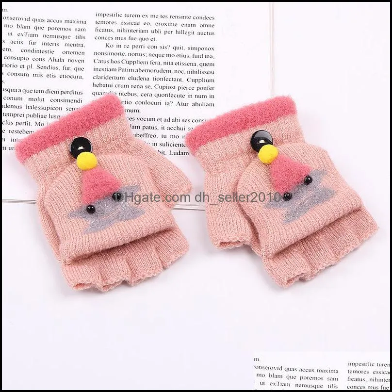 Half Finger Glove Children Flip Knitting Fashion Cartoon Stars Button Woman Man Winter Autumn Gloves 4 8dz K2