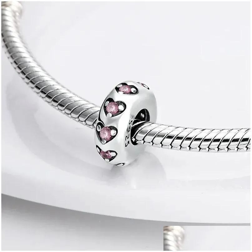 925 silver beads charms fit pandora charm bracelet cat paw spacer heart flower stopper charm set