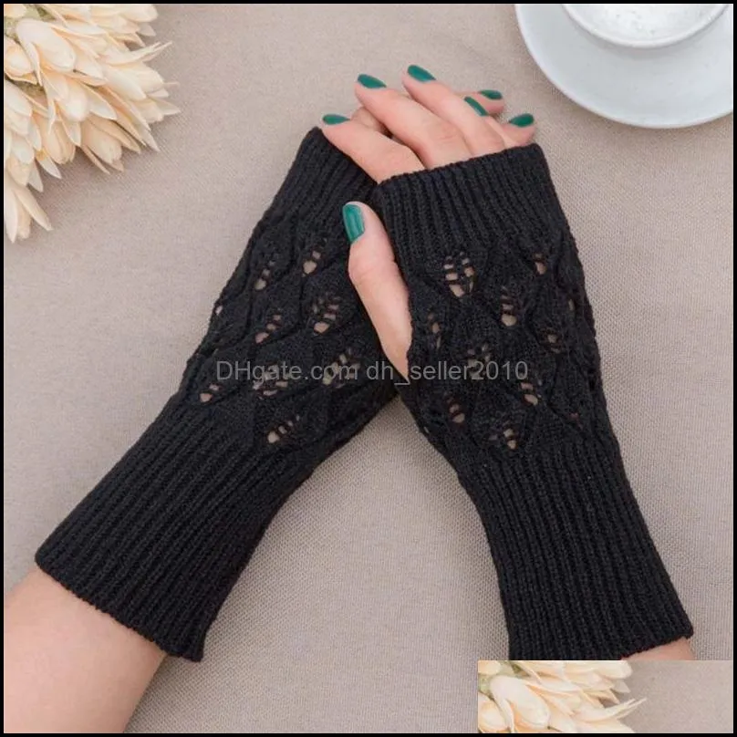 Acrylic Half Finger Glove 6 Color Hollow Design Ventilation Wrist Fingerless Gloves Spring Autumn Womens Decor Expose Fingers Mitt 4 3xq