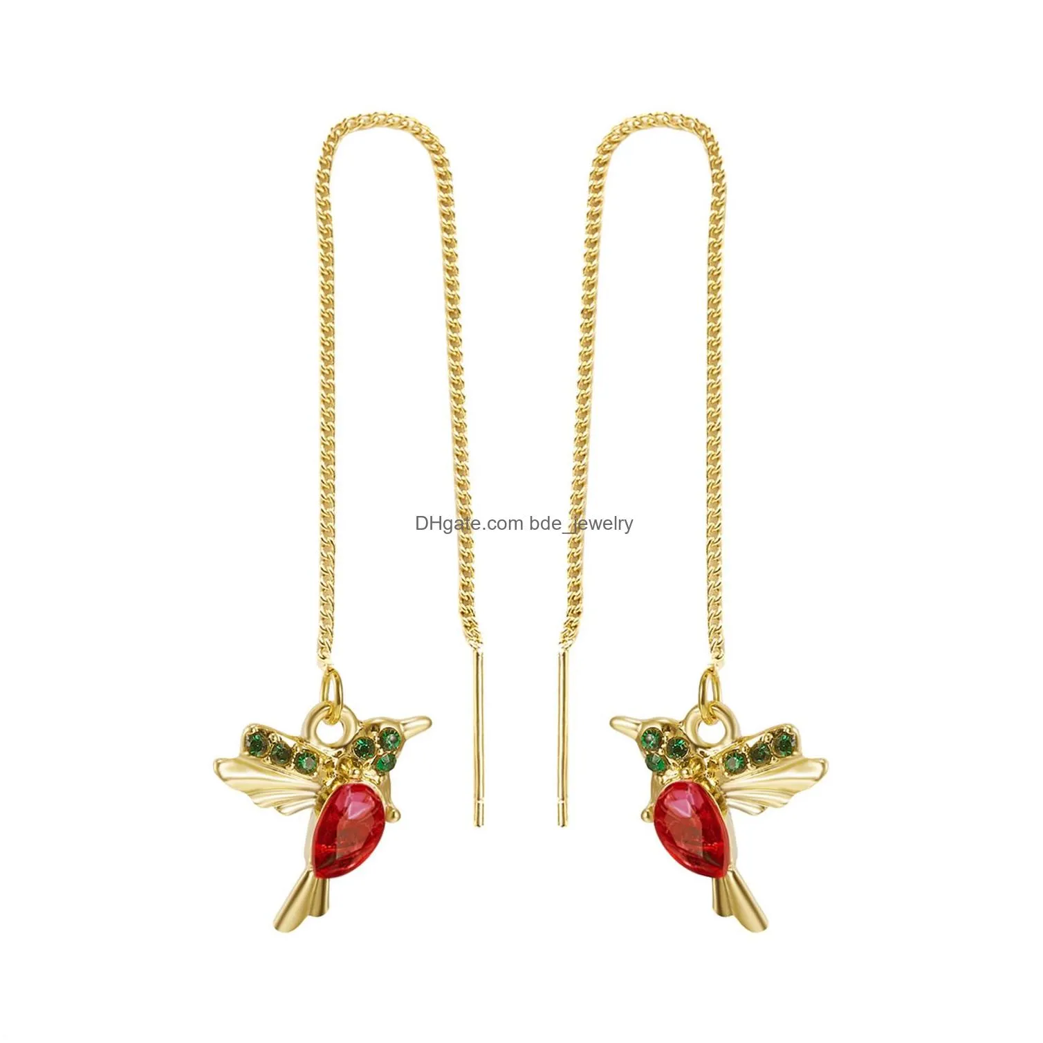 fashion little bird drop long hanging earrings for women elegant girl animal hoop earring necklace jewelry personality gift