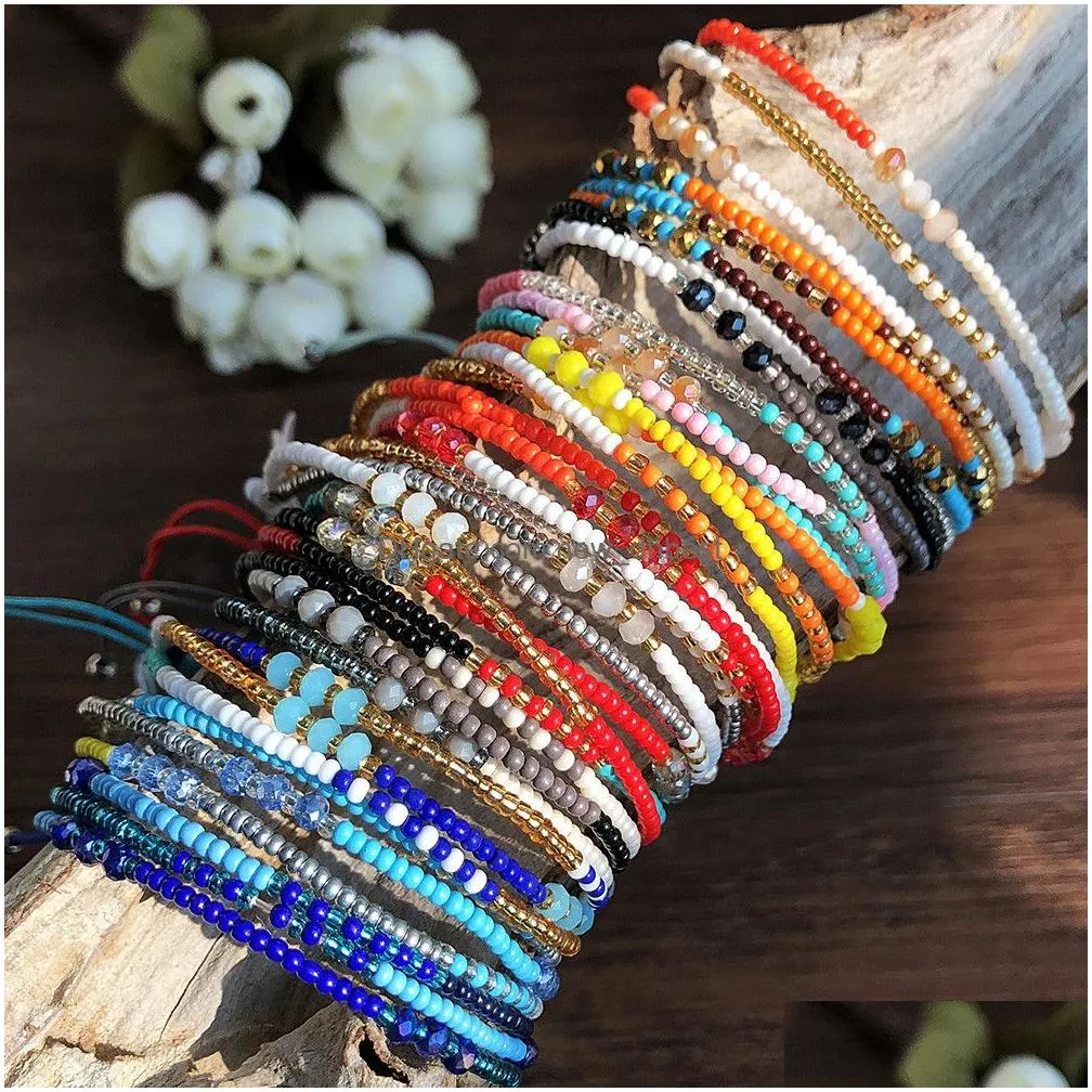 12 Colors Bohemian Luxury Designer Jewelry Women Girls Multicolor Seed Beads Bracelet National Style Adjustable DIY Jewelry