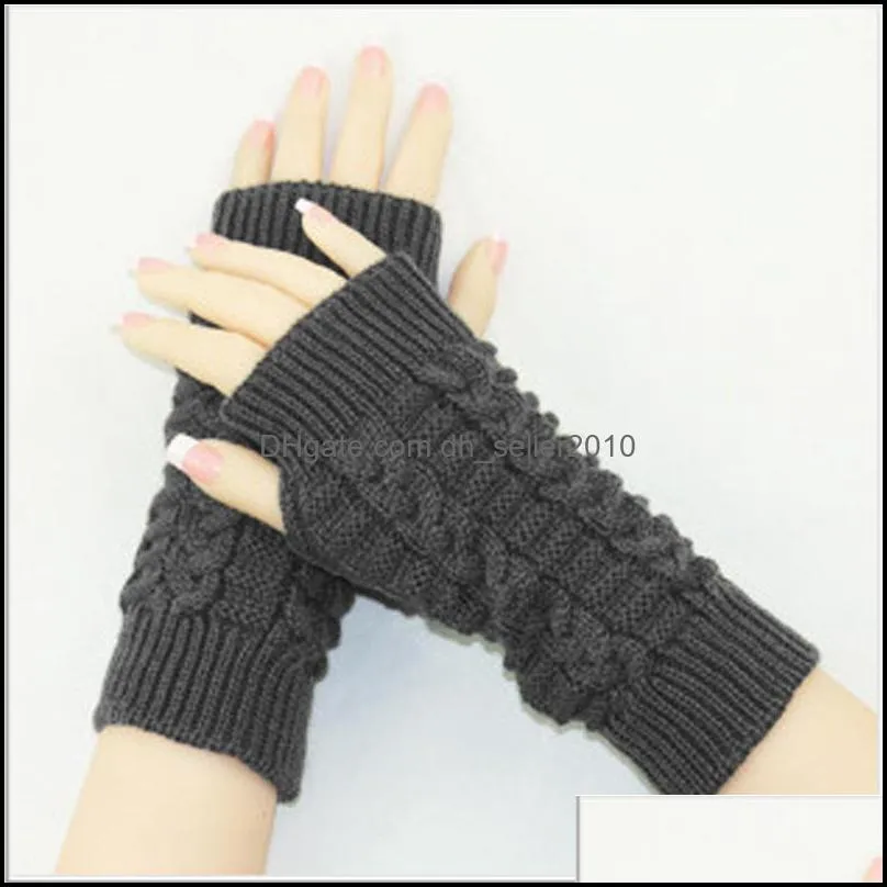 Wrist Expose Fingers Glove Jacquard Solid Color Jacquard Keep Warm Fingerless Mitt Lover Winter Outdoor Anti Cold Half Finger Mitts 3 5xq