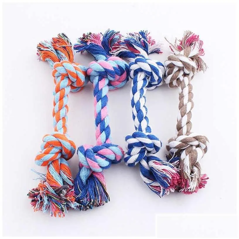 dog toys chews pet toy cotton braided bone rope double knot trumpet chew for puppy drop delivery home garden supplies dhyfx