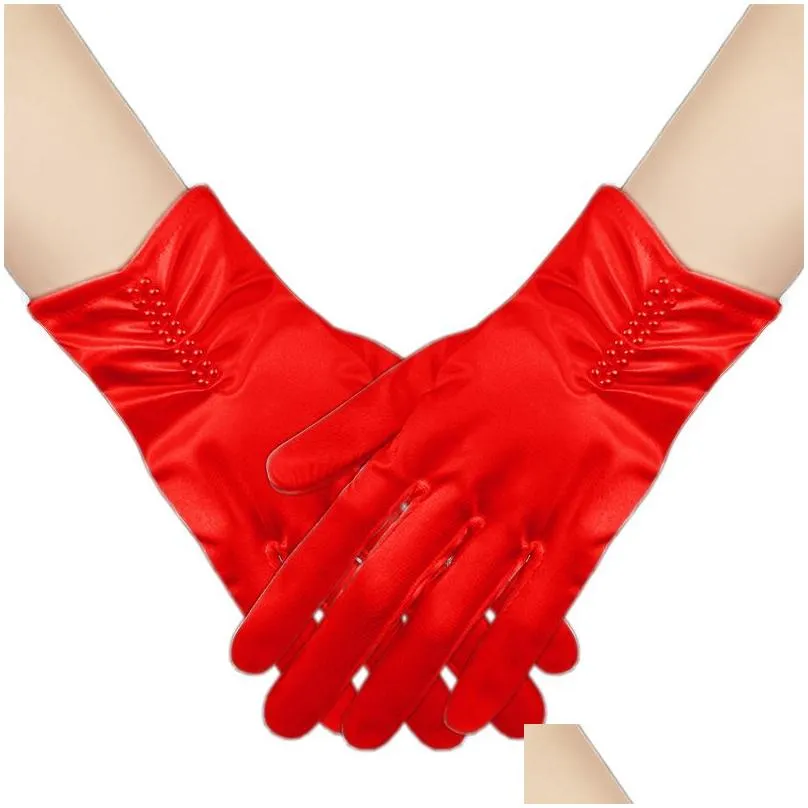 Wedding short satin bridal gloves wrist length party gloves fashion Wholesale Accessories