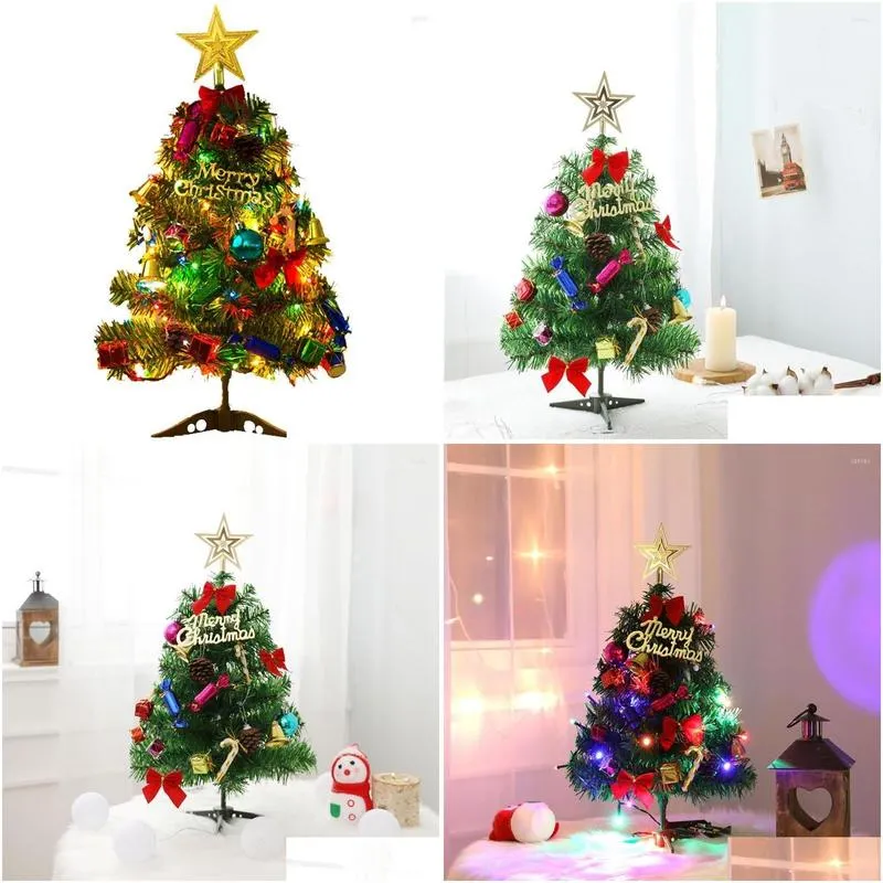 christmas decorations 20 in/50cm mini tree diy artificial small set with led lights and ornaments tabletop f