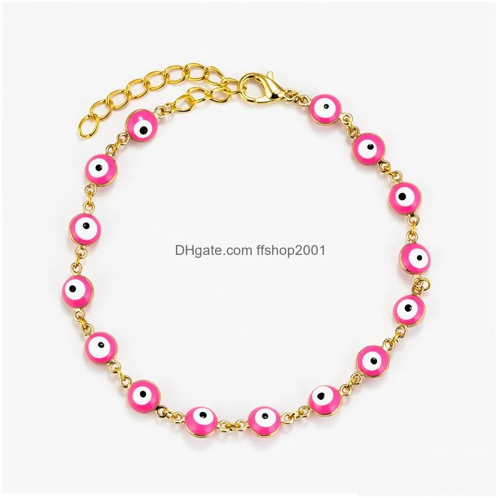 classic evil eye link chain bracelets women girls personality turkish green blue eyes gold color bracelet jewelry wholesale