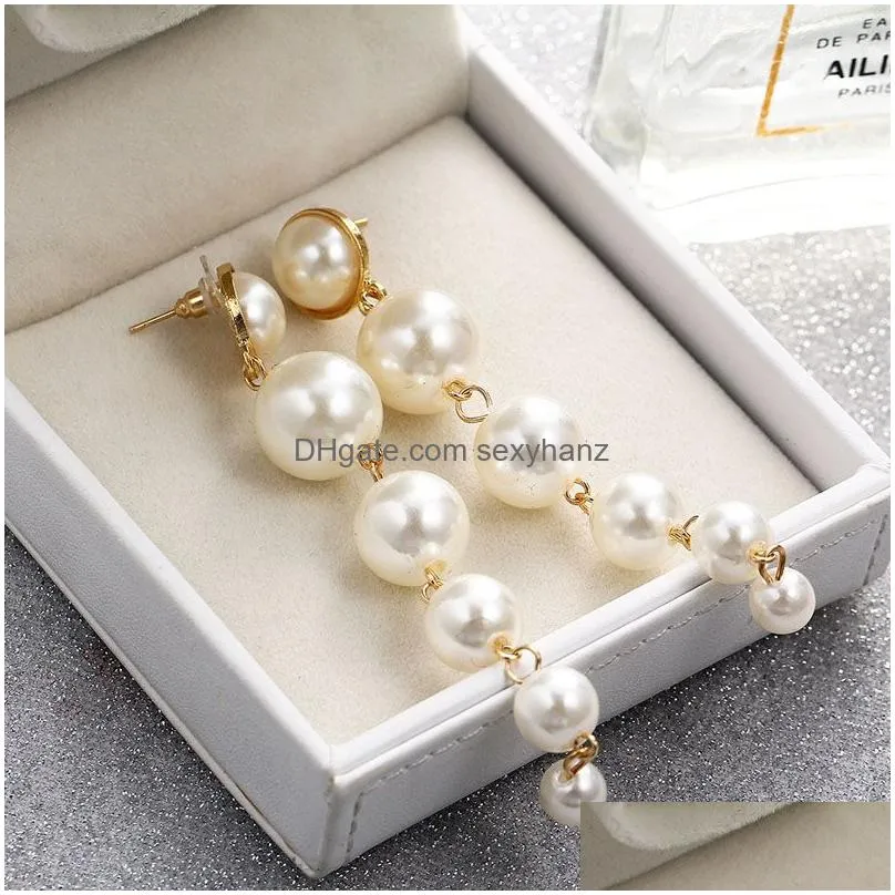 ins trendy pearls gold stud earring for women girls european and american fashion six pearl dangle earring