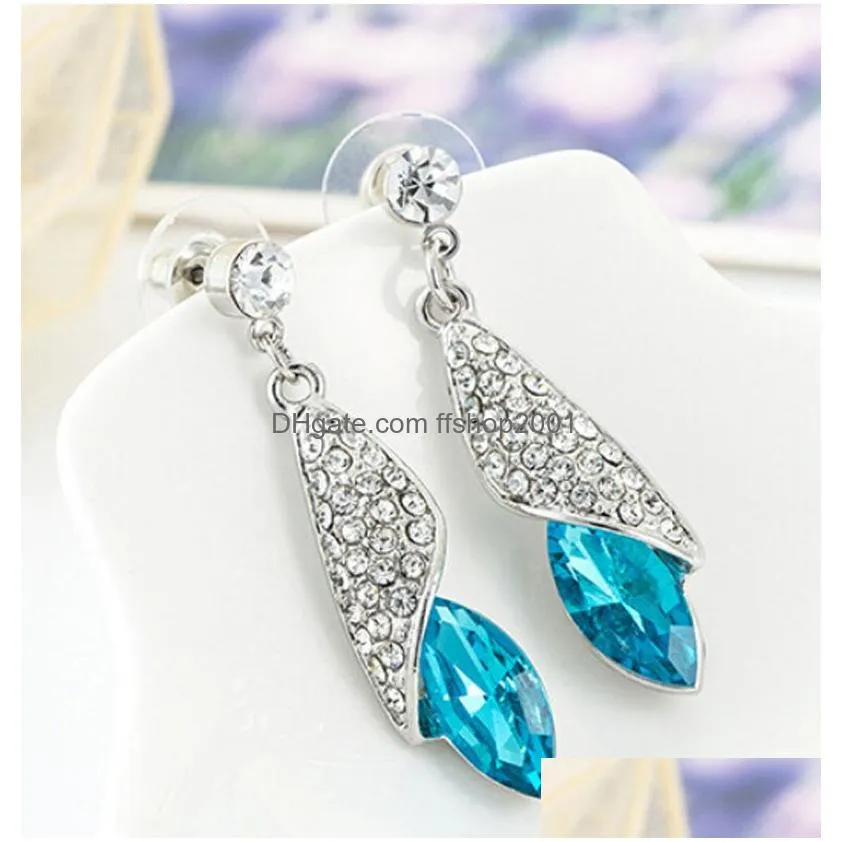 luxury 925 silver diamond earrings sparkling austria crystal dangle long earrings for women wedding bridal jewelry gifts