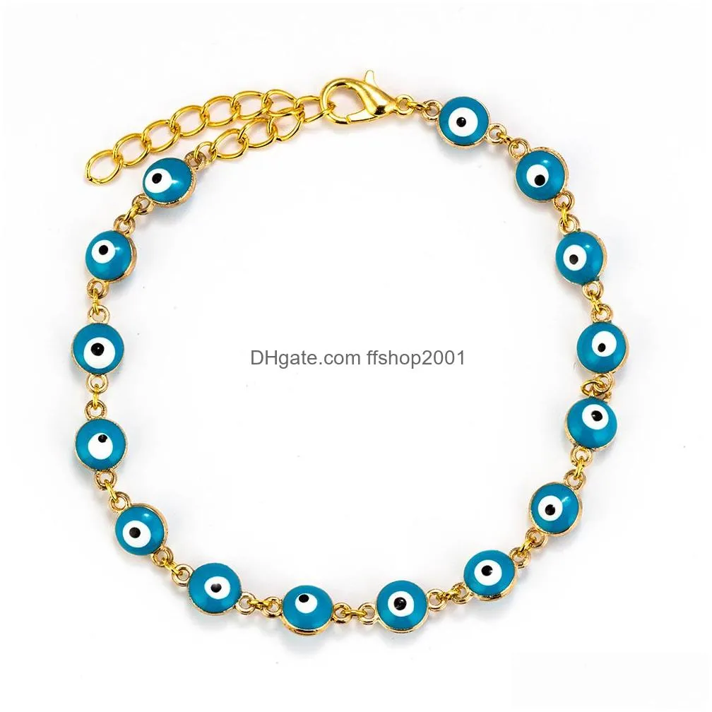classic evil eye link chain bracelets women girls personality turkish green blue eyes gold color bracelet jewelry wholesale