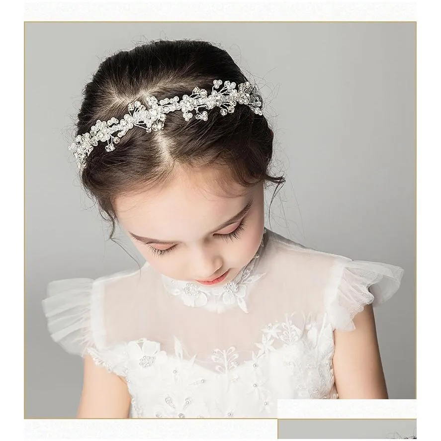 Elegant Wedding Headpieces Silver Flower Crystal Pearl Hair Ornaments Prom Party Women Hair Accessories Bridal Headwear