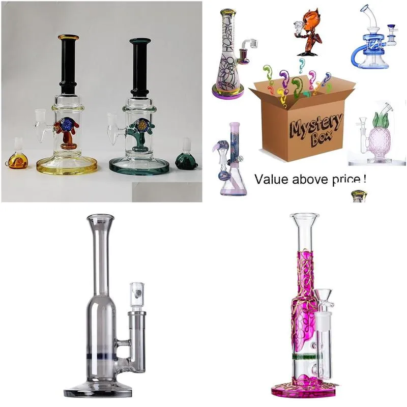 Mystery Box Hookahs Glass bongs Surprise Boxes Dab Oil Rigs Water Pipes Smoking Pipes 14mm 18.8mm with Bowl