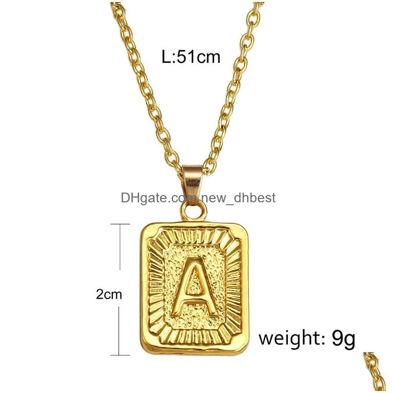 New Womens Gold 26 Letters Pendant Necklace European American Fashion Alphabet Name Pendant Necklace Jewelry Wholesale