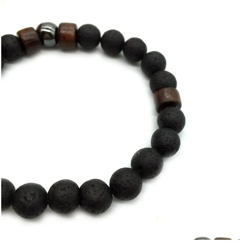 mens lava rock essential oil diffuser bracelets for women natural stone magnetic wooden beads charm bracelets diy fashion jewelry in