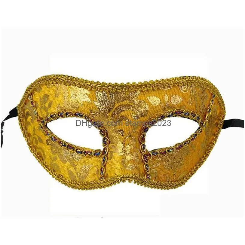 halloween masks shining gold print masquerade mardi gras half face ball eyemask party costume accessory christmas decor props for men