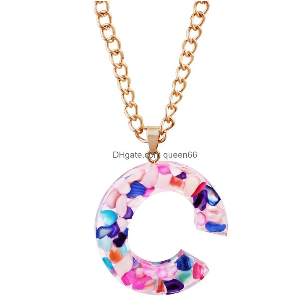 New Arrival Multicolor Acrylic Acetic Acid Sheet Pendant Long Chain Necklace 26 Initial Letter Necklace Fashion Jewelry for Women