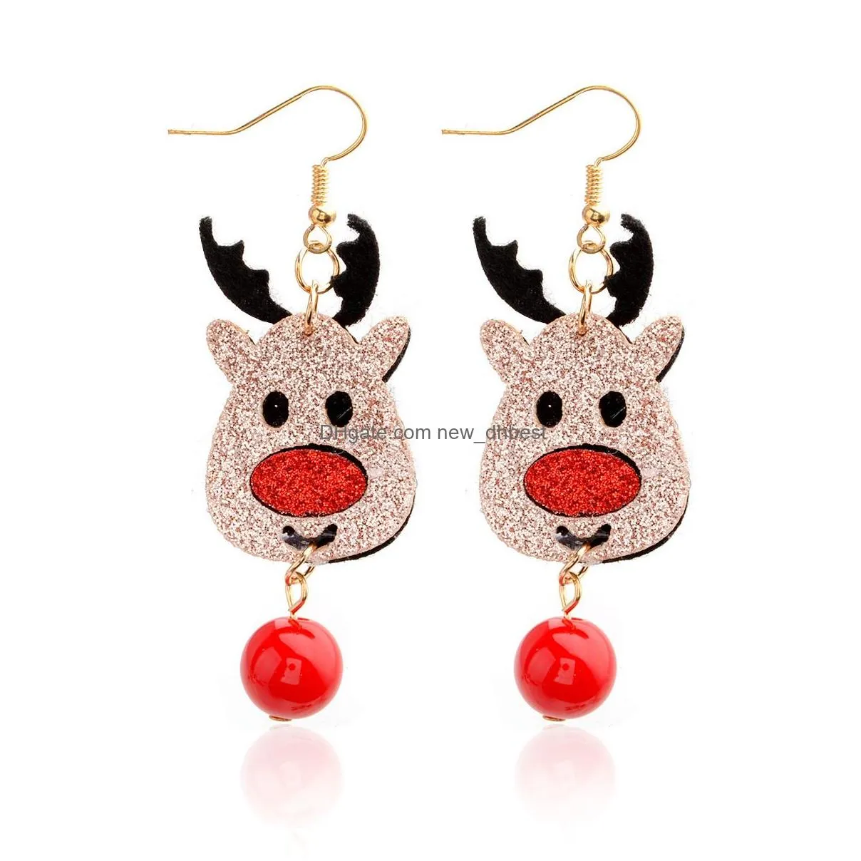 Hot Selling Christmas Earrings Colorful Layered Santas Christmas Deer Dangle Earrings Women Gifts Jewelry Dropshipping