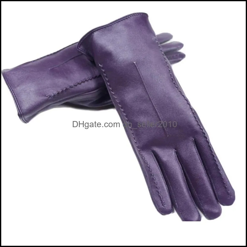 1 Pairs Leather Gloves Driving Gloves Touch Screen Windproof Waterproof Synthetic Women Solid Color Full Fingers