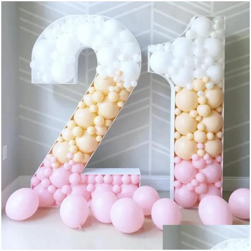 Party Decoration 1M  Big Number 1 2 3 4 5 Balloon Filling Box Stand DIY Baby Birthday Organic Mosaic Decor Frame Anniversary