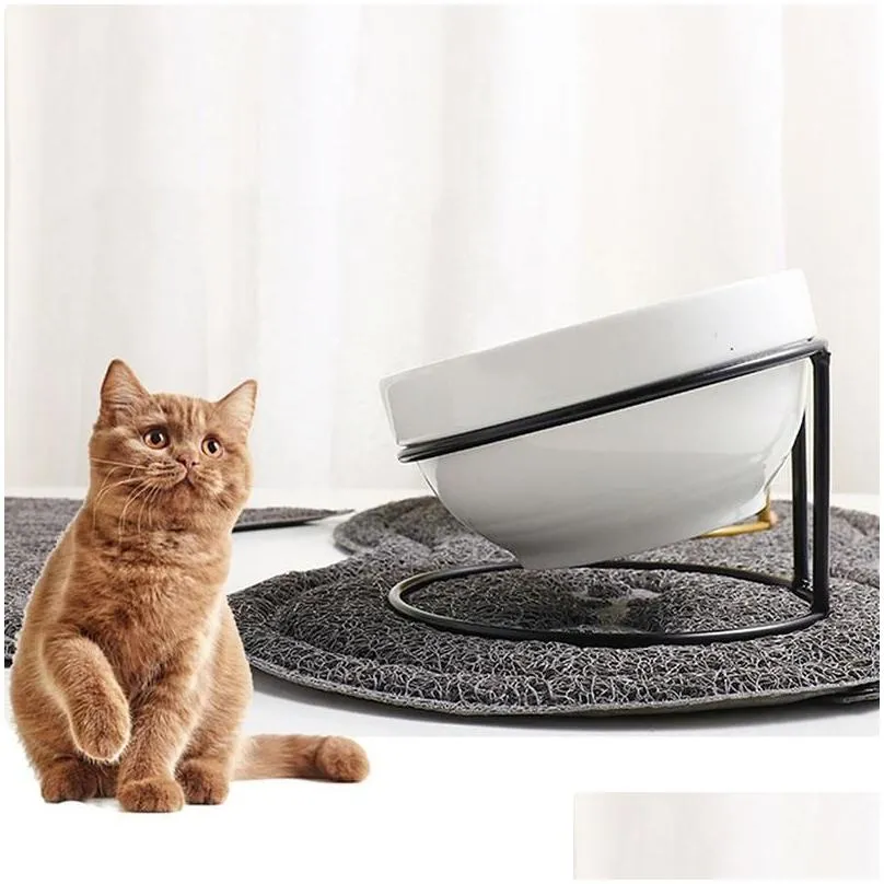 Cat Bowls & Feeders Pet Dish Holder Kitten Bowl Stand Iron Single Elevated Non-Slip Puppy Durable Cats Dogs Accessories