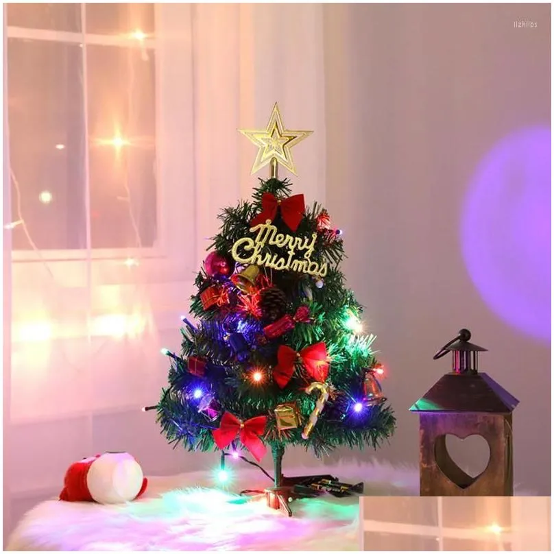 christmas decorations 20 in/50cm mini tree diy artificial small set with led lights and ornaments tabletop f