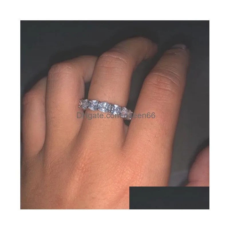 925 Sterling Silver Wedding Band Eternity Ring for Women Big Gift for Ladies Love Wholesale Lots Bulk Jewelry