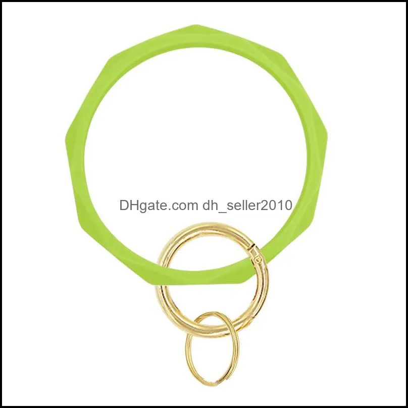 17 Colors Silicone Keychain Bangle Keychain Bracelets Shaped Wristlet Bracelet Circle Charm Key Ring Holder Wristbands Party Favor 1253