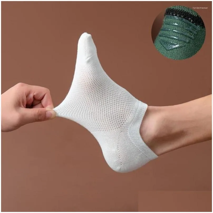 10 pairs mens no show socks mesh low cut ankle sock casual invisible cotton non-slip durable socks men size 6-11