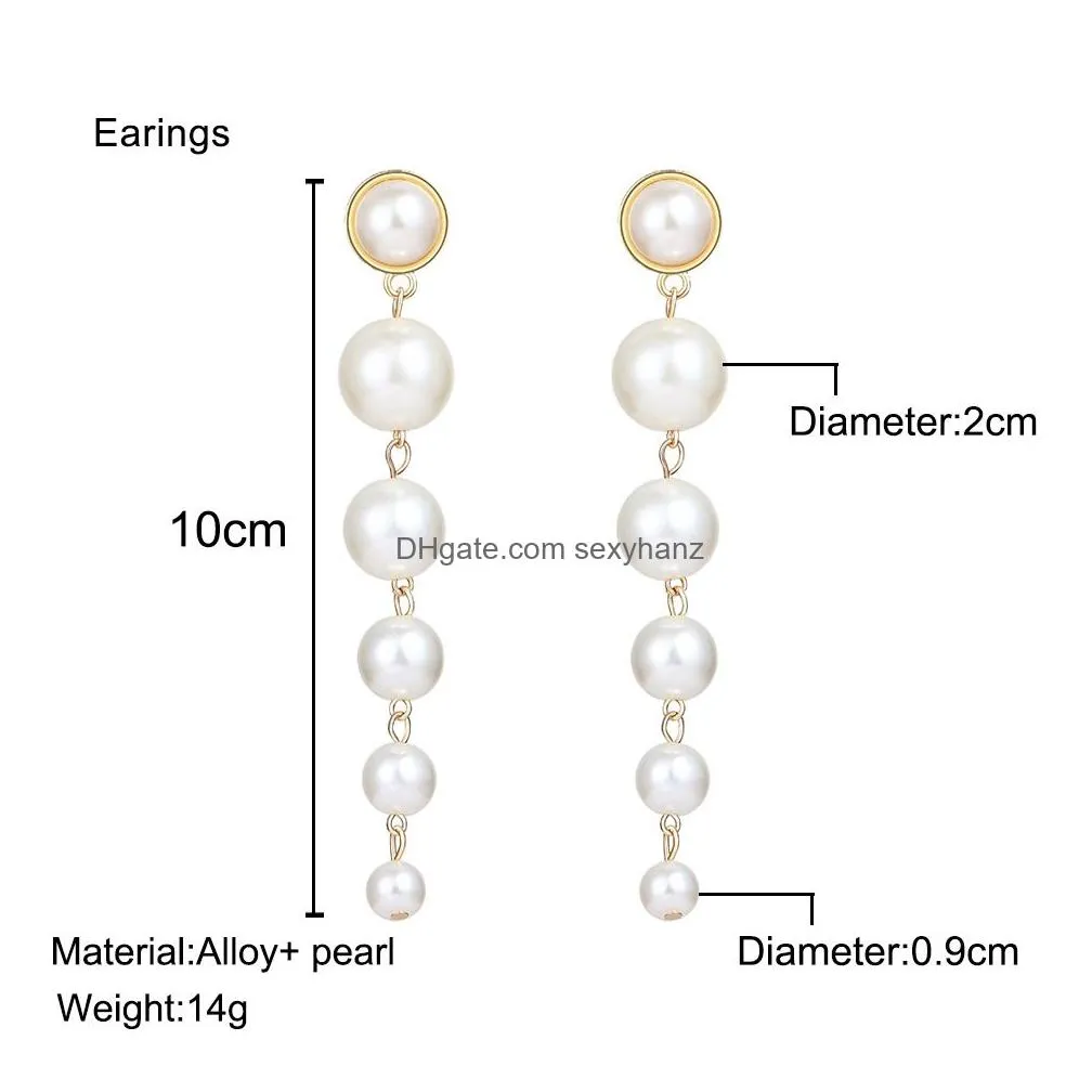 ins trendy pearls gold stud earring for women girls european and american fashion six pearl dangle earring