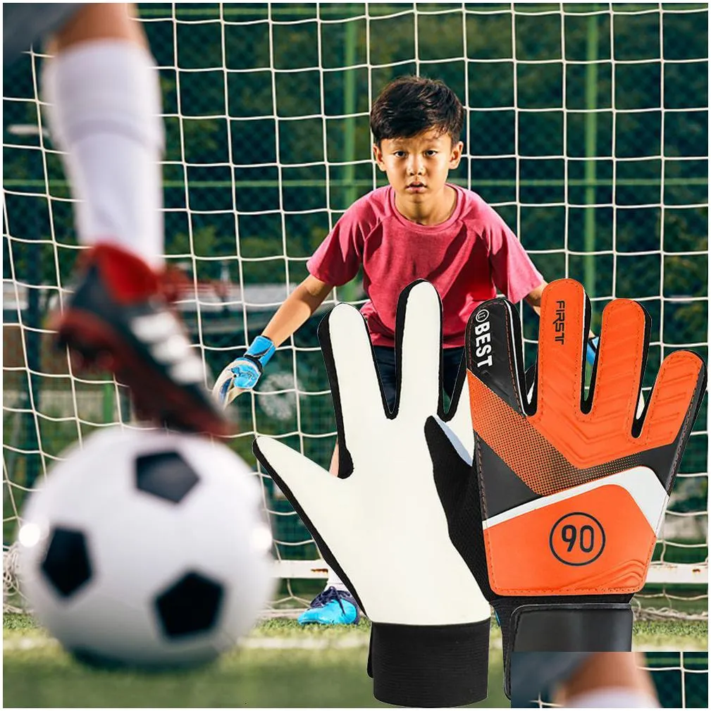 sports gloves antislip childrens goalkeeper pu football finger protection goal thickened latex for kids 230626