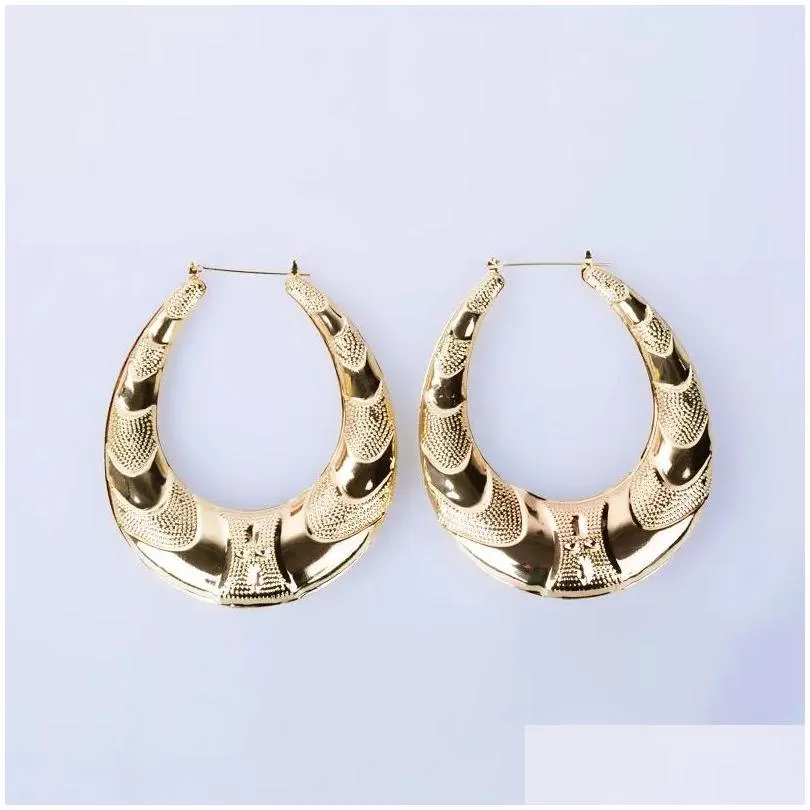 wholesale- gold large big metal circle bamboo hoop earrings for women jewelry fashion hip hop exaggerate