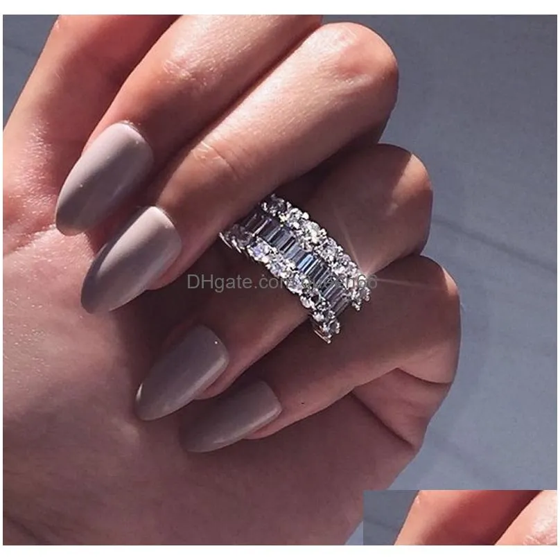 925 Sterling Silver Wedding Band Eternity Ring for Women Big Gift for Ladies Love Wholesale Lots Bulk Jewelry