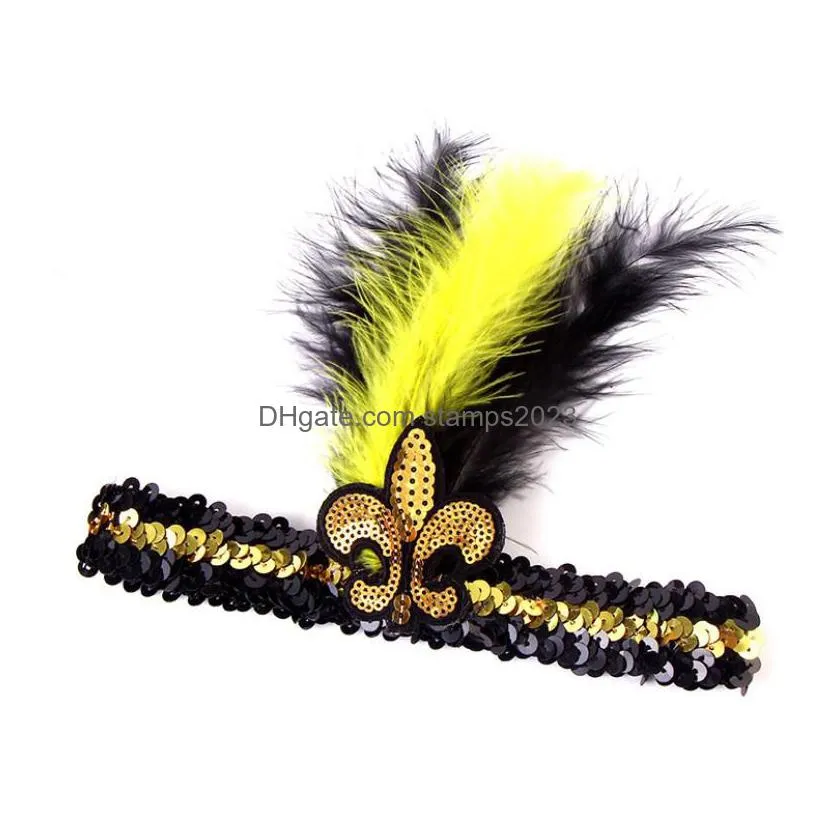 party decoration carnival new sequins hair-band feather headwear hair band cross border yeren headwear factory wholesale headdress