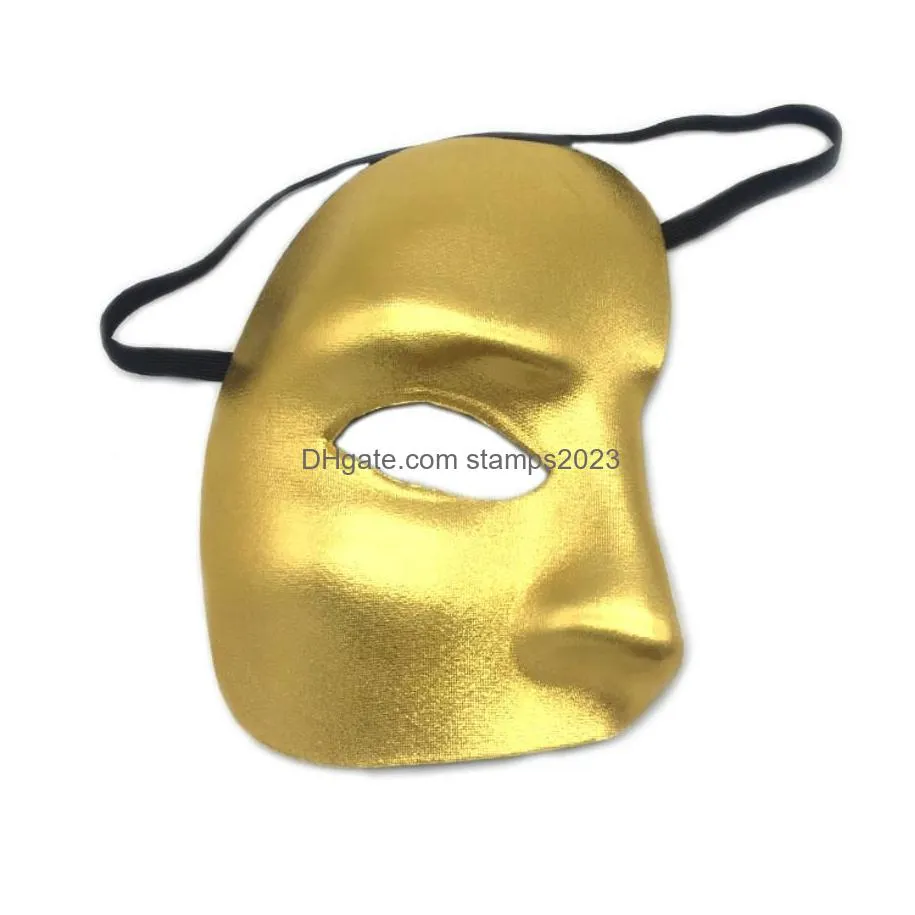 half face mask phantom of the opera masks masquerade one eyed cosplay party diy creativity halloween costume props gold silver black