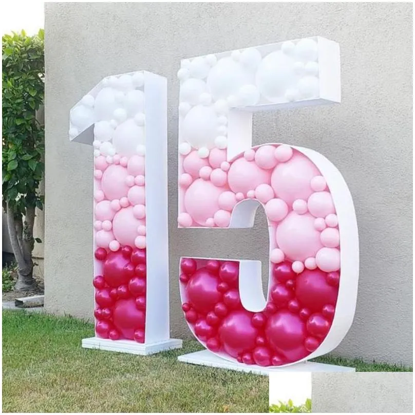 Party Decoration 1M  Big Number 1 2 3 4 5 Balloon Filling Box Stand DIY Baby Birthday Organic Mosaic Decor Frame Anniversary