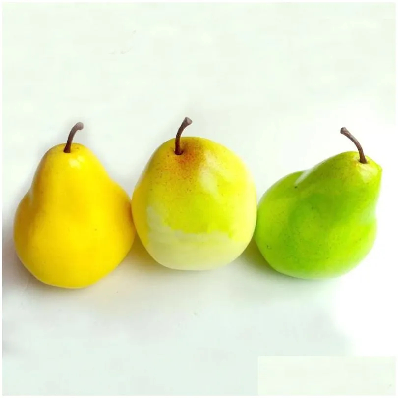 10pcs 9.5cm*8cm Mix Color High Imitation Fake Artificial Pear Fruit Model&artificial Plastic Simulated Frui Party Decoration