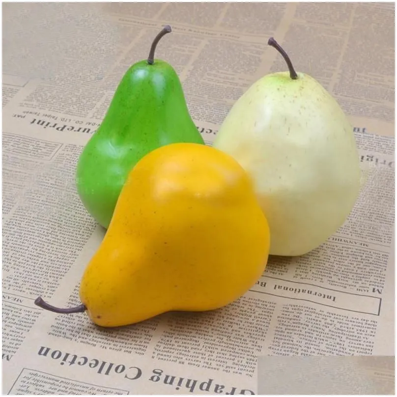 10pcs 9.5cm*8cm Mix Color High Imitation Fake Artificial Pear Fruit Model&artificial Plastic Simulated Frui Party Decoration