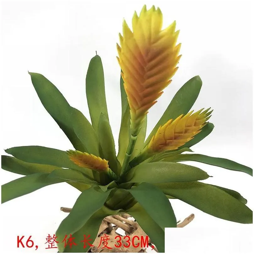 Large Artificial Air Pineapple Succulent Plant Tillandsia Plastic Green Leaf Home Shop Wedding Floral Decor Decorative Flowers &