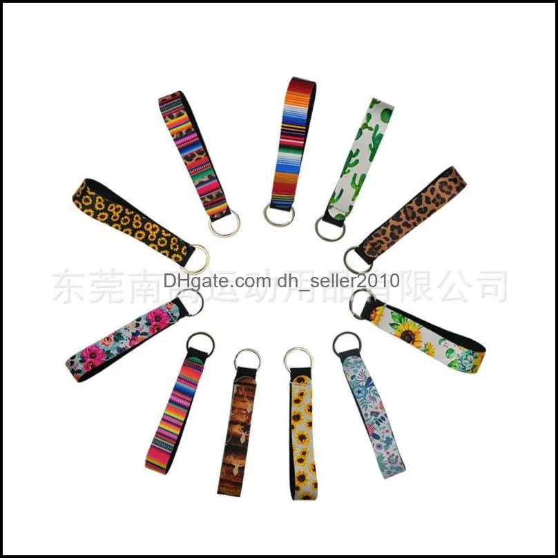 Neoprene Band Split Lanyard Serape Girls/Women Keychain Wristlet Prints Ring Key Holder Lanyard Hand Wrist Keychains Strap For Chai 548