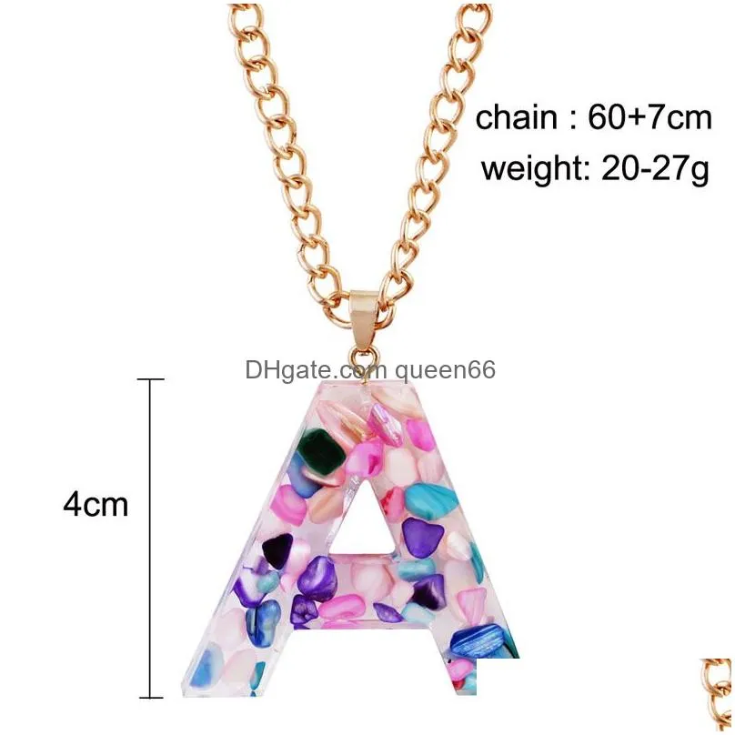 New Arrival Multicolor Acrylic Acetic Acid Sheet Pendant Long Chain Necklace 26 Initial Letter Necklace Fashion Jewelry for Women
