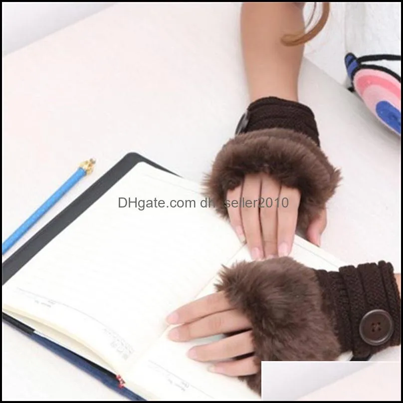 Button Fingerless Glove Multi Pure Colors Handmade Knitting Wool Gloves Womens Winter Anti Cold Keep Warm Buttons Mitts 4 4sq L2