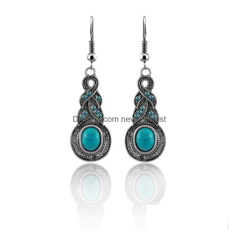 32 Styles Hot Selling Bohemia Jewelry Earrings Retro Statement Turquoise Drop Dangle Earrings Gifts for Women Girls