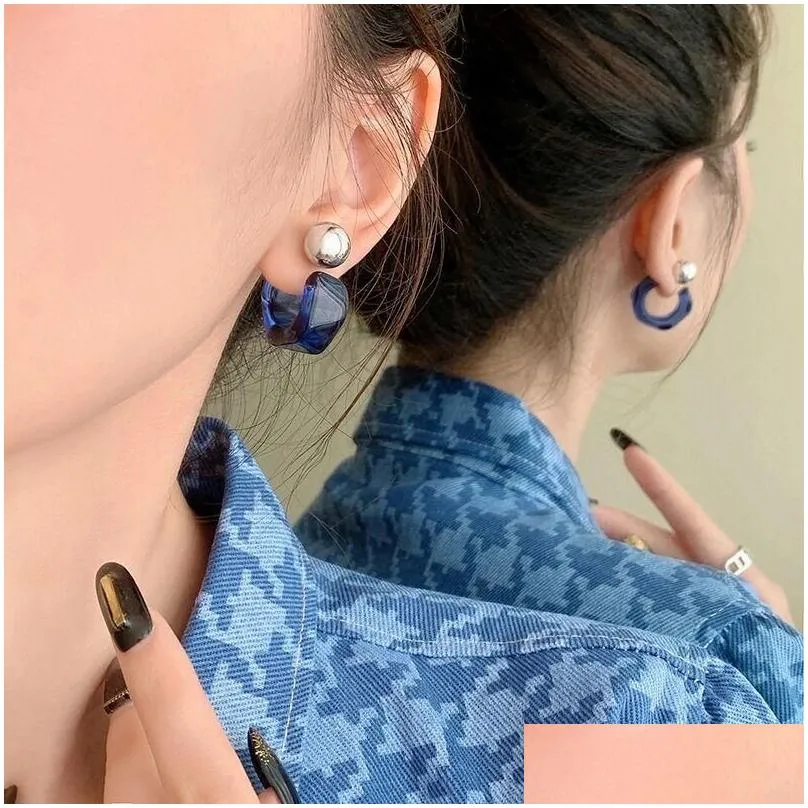 hoop huggie 2022 korea clear acrylic geometric c-shaped earrings for women girls trends hanging party travel jewelry gifts