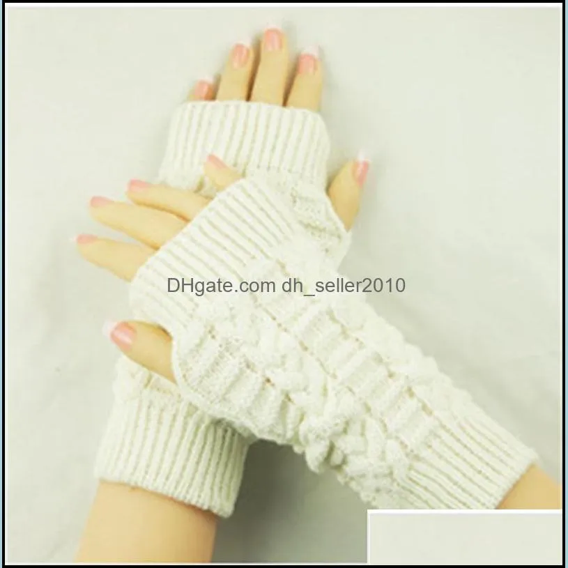 Wrist Expose Fingers Glove Jacquard Solid Color Jacquard Keep Warm Fingerless Mitt Lover Winter Outdoor Anti Cold Half Finger Mitts 3 5xq