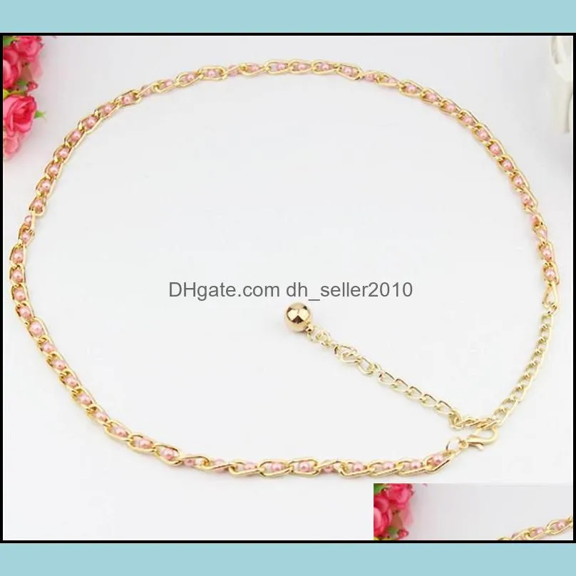 Pearl Women Slim Belt Jewellery Lady Fashion Weave Decorate Plated Gold Waist Chain New Pattern Versatile Multicolor 2 5yy J2