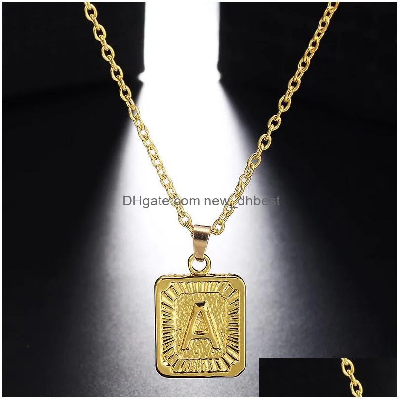 New Womens Gold 26 Letters Pendant Necklace European American Fashion Alphabet Name Pendant Necklace Jewelry Wholesale